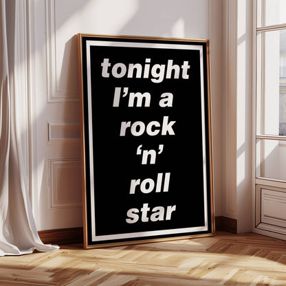 Oasis Lyric Poster - Tonight I'm A Rock 'N' Roll Star
