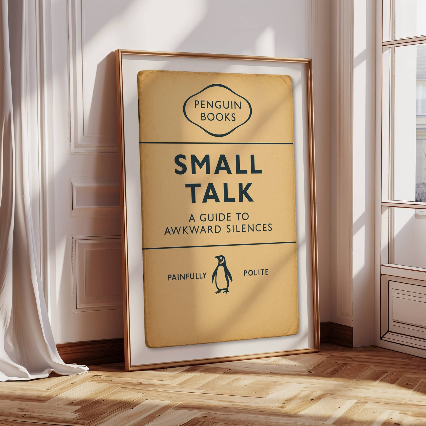 Funny Penguin Book Print - Small Talk