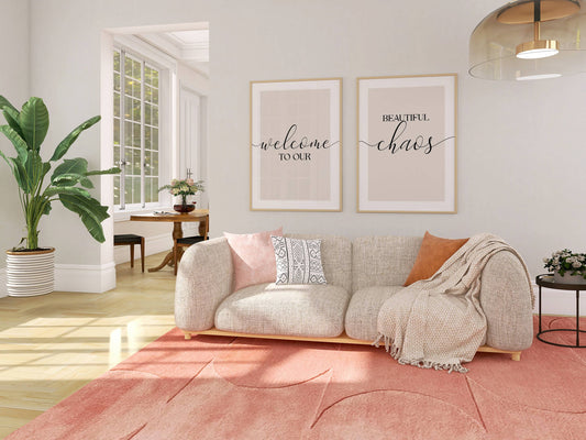 Set of 2 Beige Living Room Posters